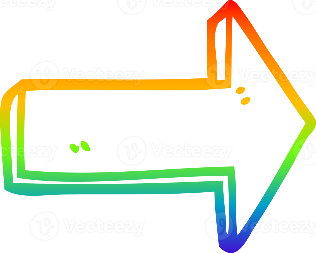rainbow gradient line drawing of a cartoon directing arrow png