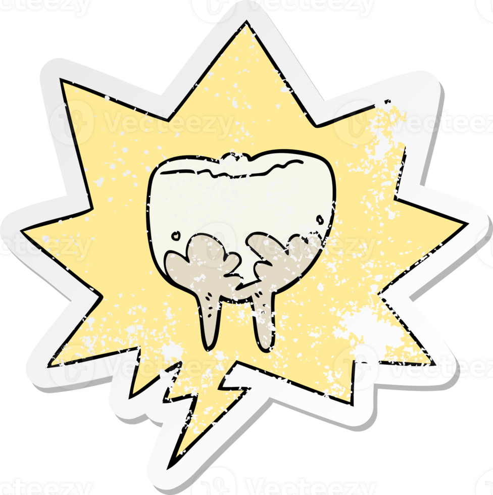 cartoon tooth with speech bubble distressed distressed old sticker png