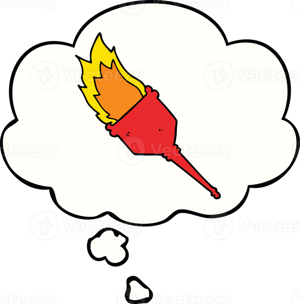 cartoon flaming torch with thought bubble png