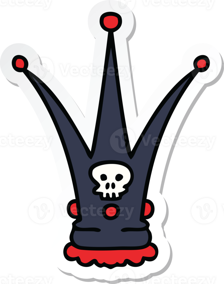 sticker of a quirky hand drawn cartoon death crown png
