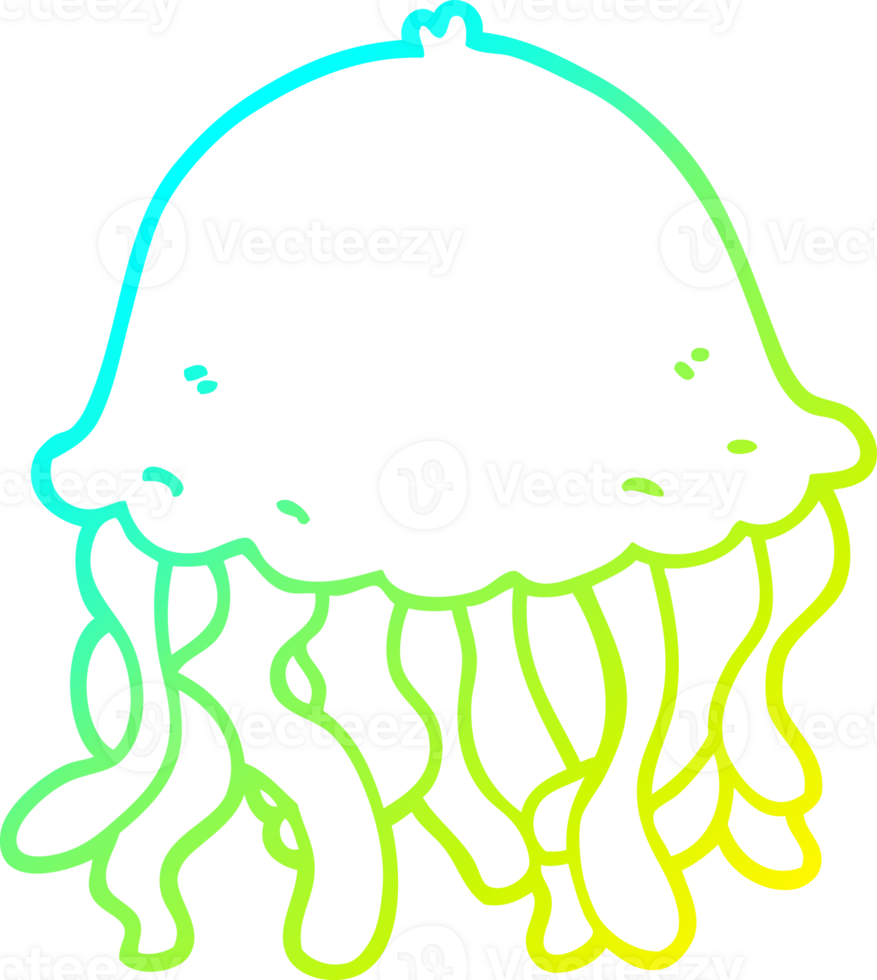 cold gradient line drawing of a cartoon jellyfish png