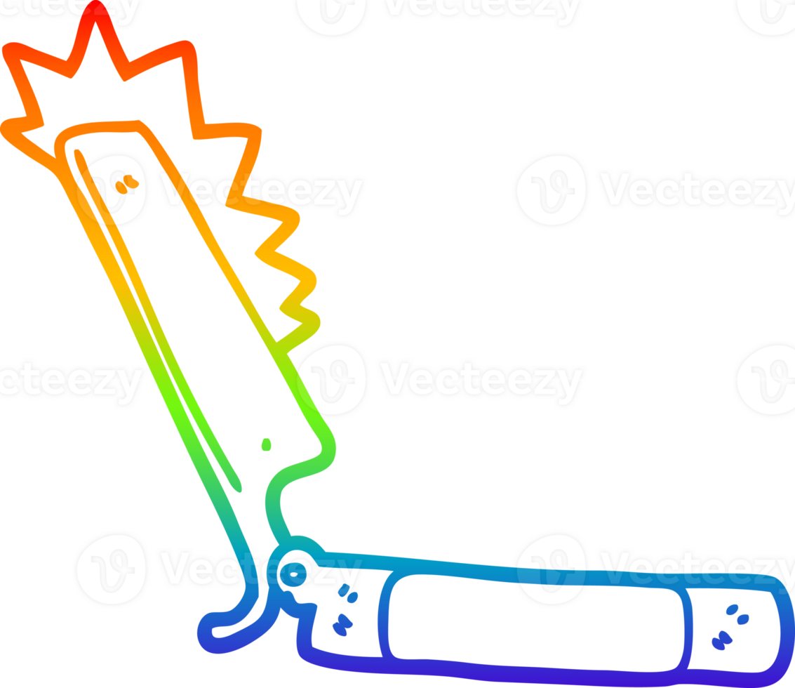 rainbow gradient line drawing of a cartoon sharp razor png
