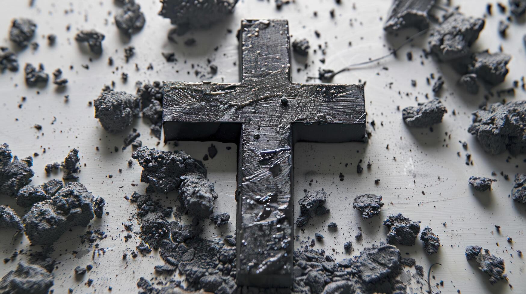 AI generated The Christian cross and ash symbolize the religious concepts of sacrifice and redemption in Christianity photo