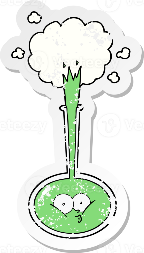 distressed sticker of a cartoon science experiment png