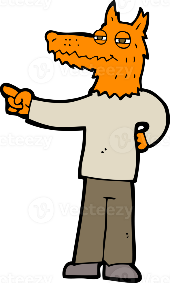 cartoon pointing fox man png