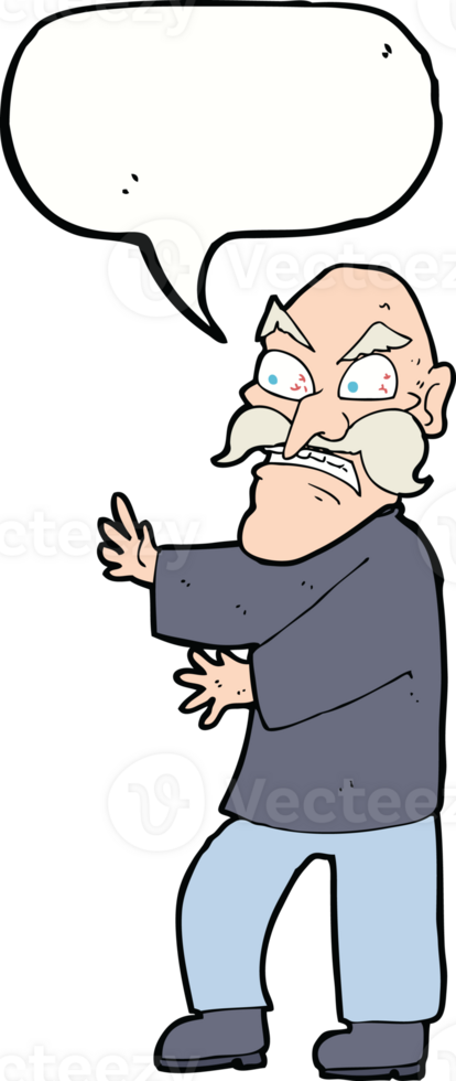 cartoon angry old man with speech bubble png