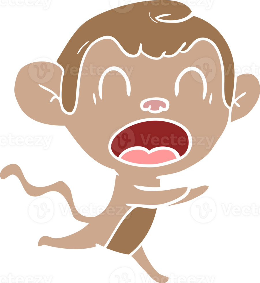 shouting flat color style cartoon monkey png