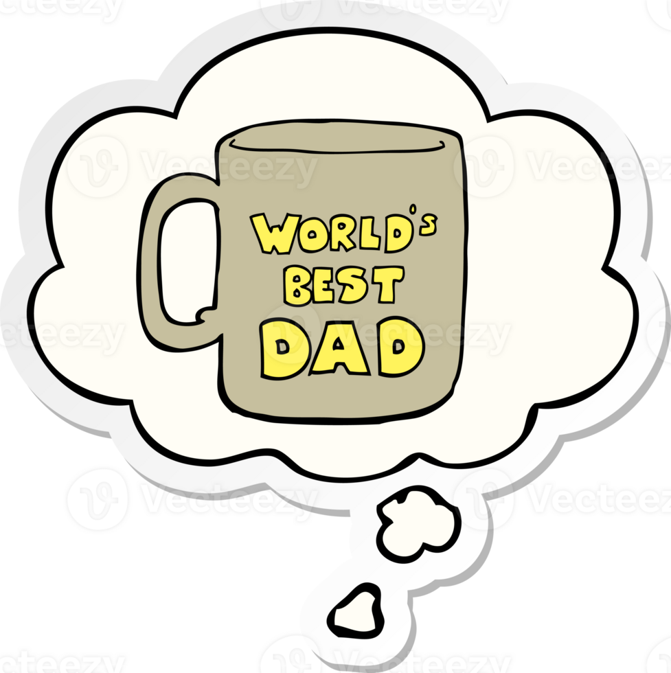 worlds best dad mug with thought bubble as a printed sticker png