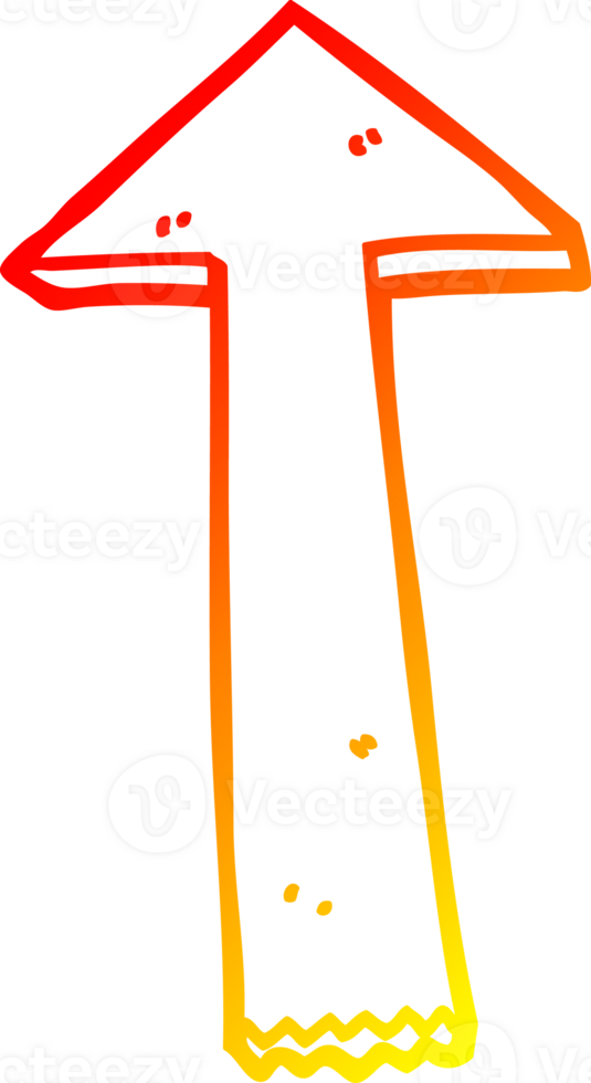 warm gradient line drawing of a cartoon pointing arrow png