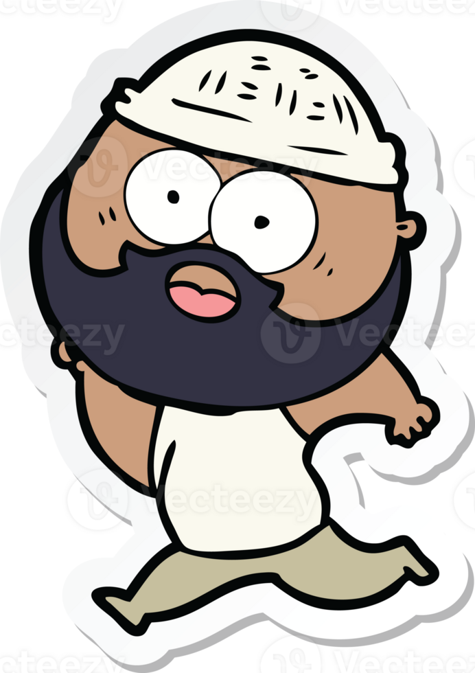 sticker of a cartoon bearded man running png