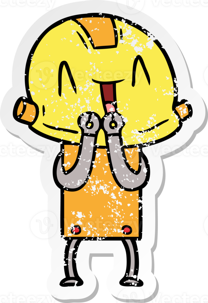 distressed sticker of a cartoon robot png