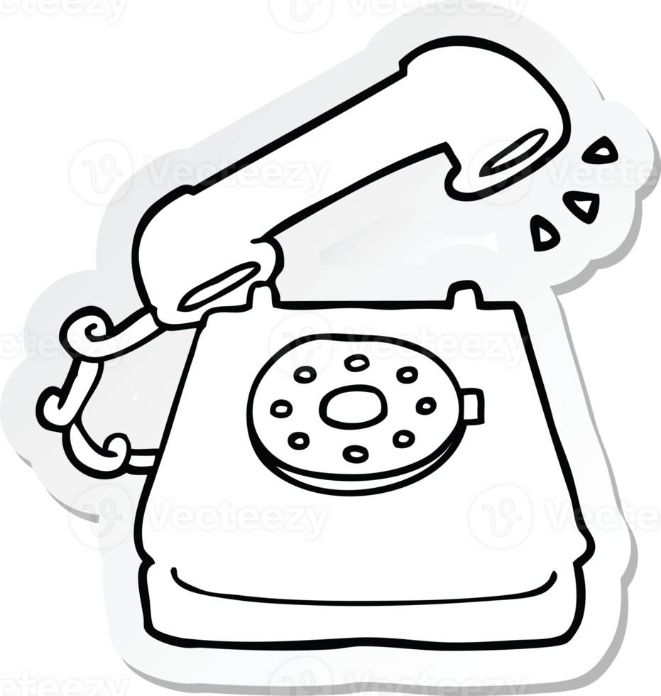 sticker of a cartoon ringing telephone png