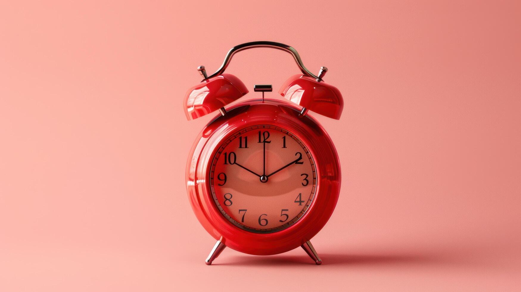 AI generated Alarm Clock in the Shape of a Red Heart on minimalist pink background photo