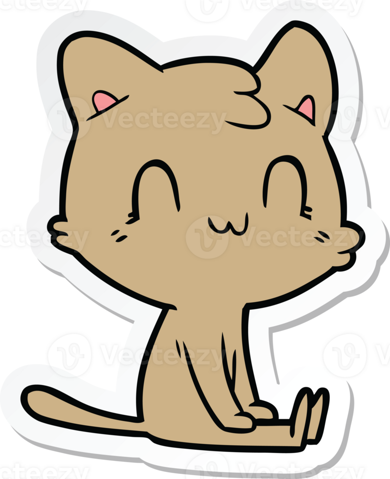 sticker of a cartoon happy cat png