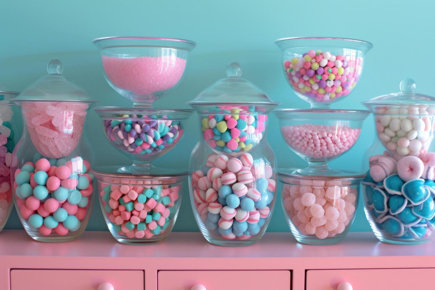 AI generated a lot of candy are in clear plastic containers photo