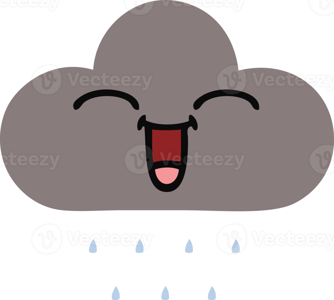 flat color retro cartoon of a storm rain cloud png