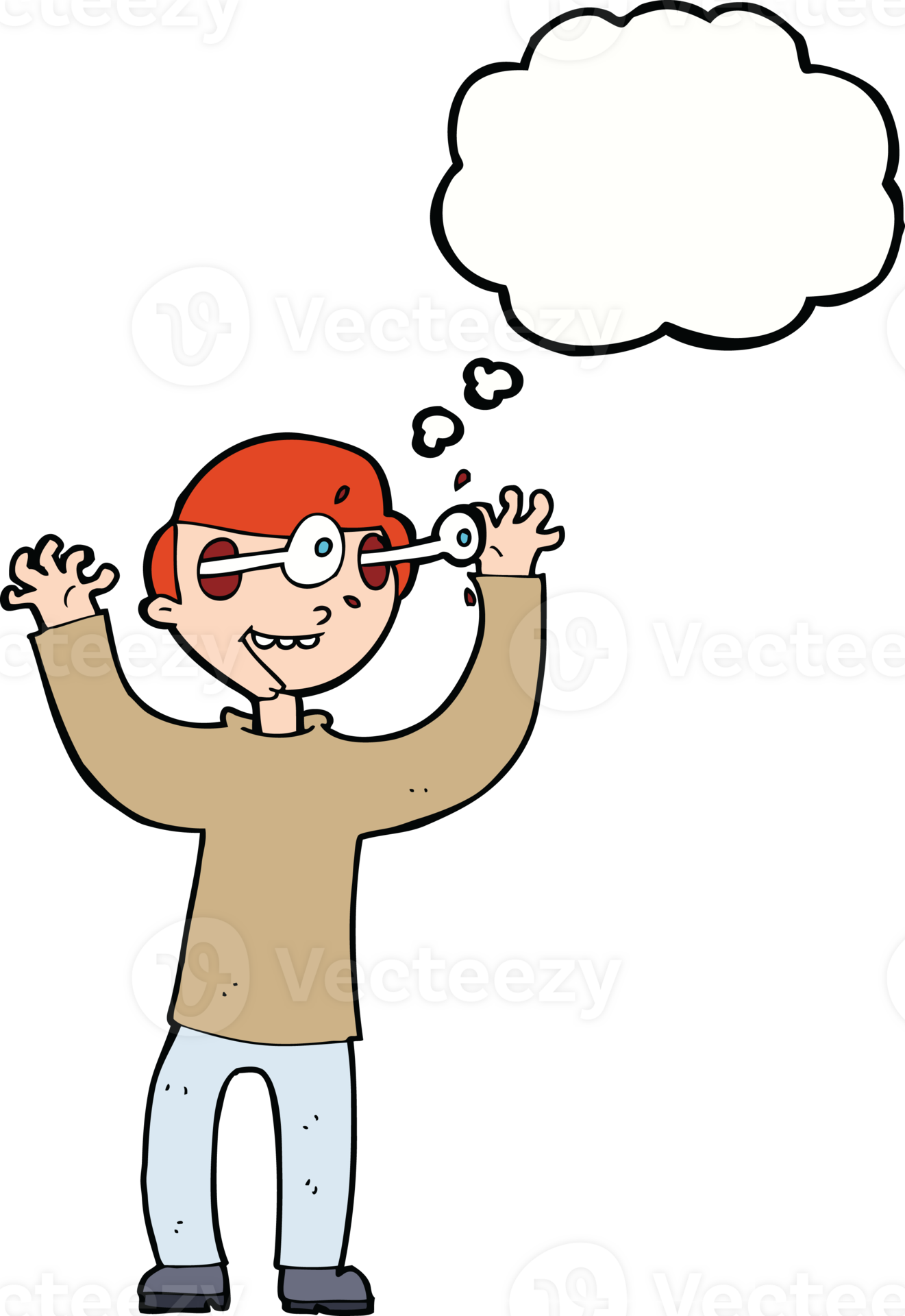 cartoon man with eyes popping out of head with thought bubble 39889687 PNG