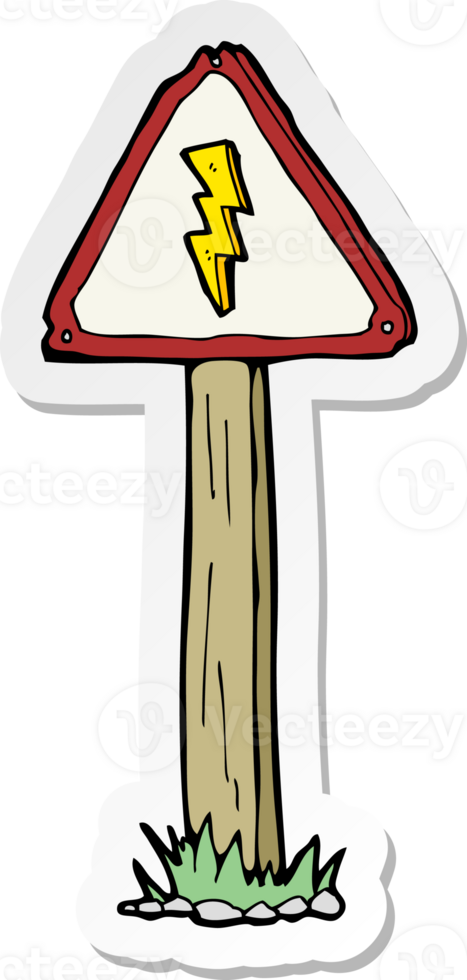 sticker of a cartoon electrical warning sign png