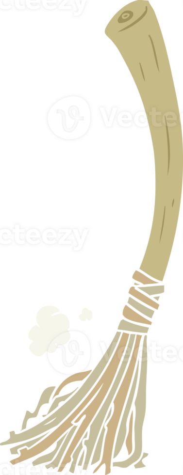 flat color style cartoon halloween witches broom png
