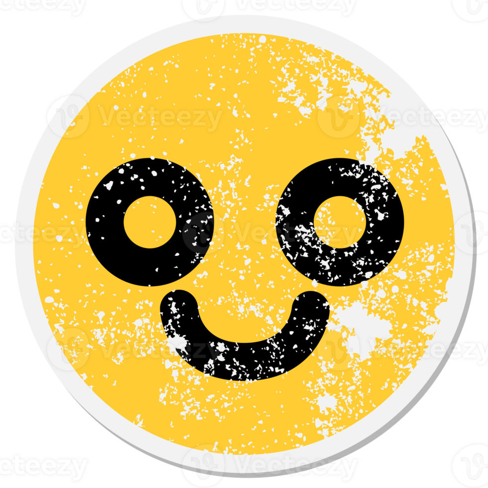 happy blank eye face circular sticker png