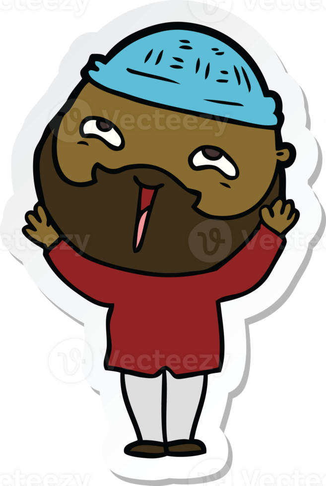 sticker of a cartoon happy bearded man png