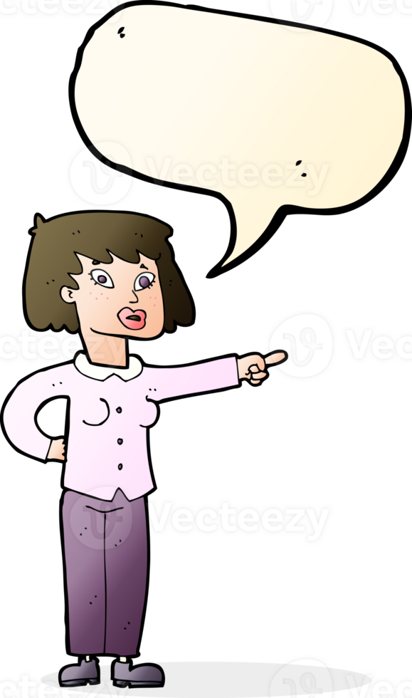 cartoon woman pointing with speech bubble png