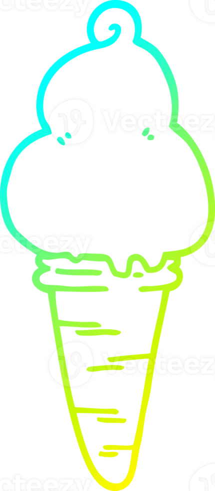 cold gradient line drawing cartoon ice cream png