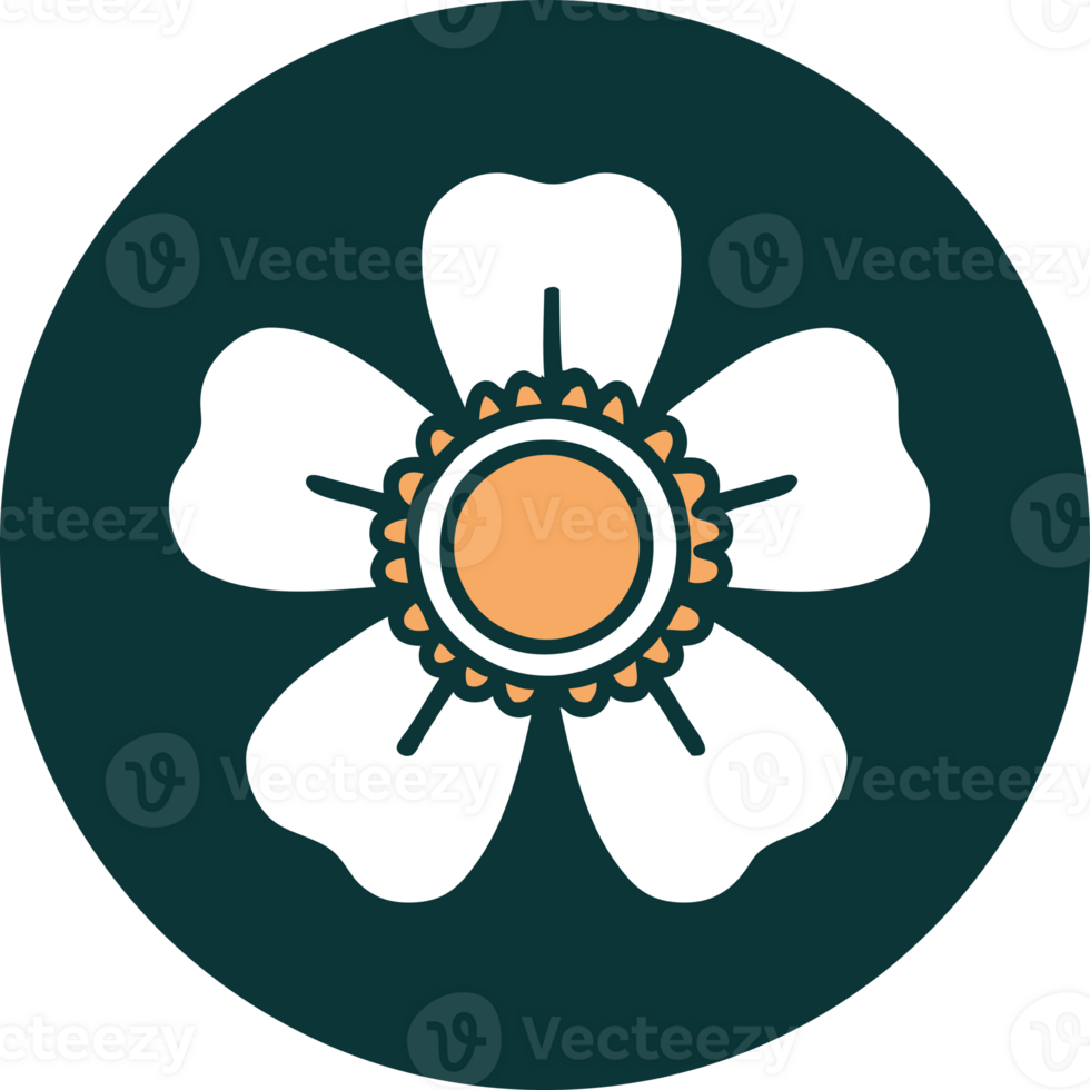 tattoo style icon of a flower png