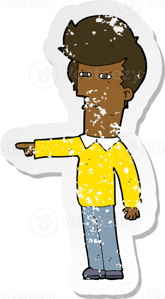 retro distressed sticker of a cartoon man blaming png
