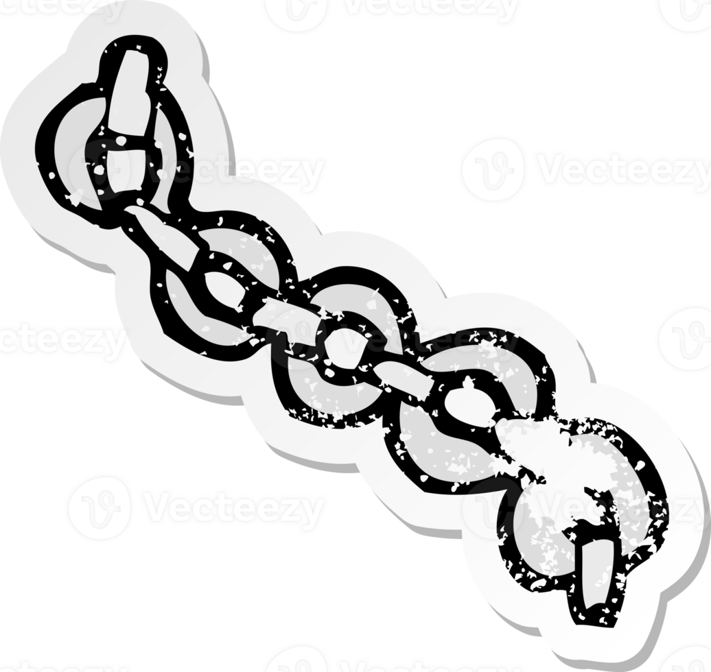 retro distressed sticker of a cartoon chain png
