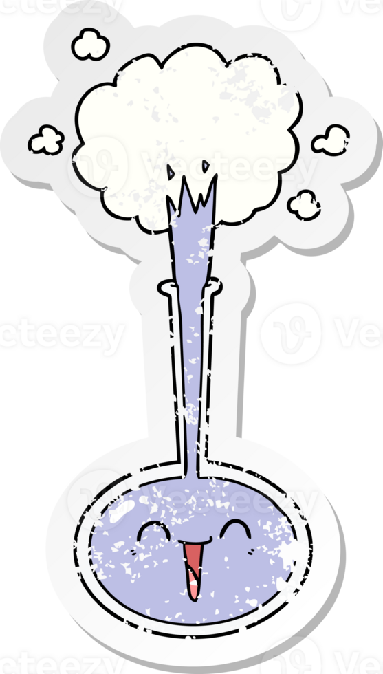 distressed sticker of a cartoon science experiment png