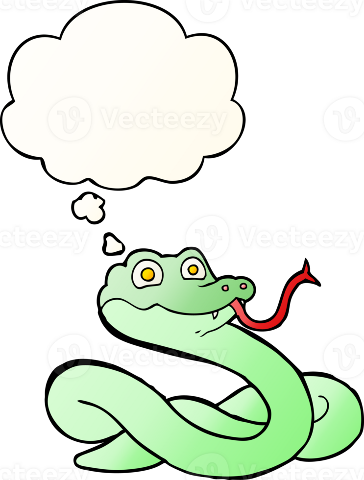 cartoon snake and thought bubble in smooth gradient style png