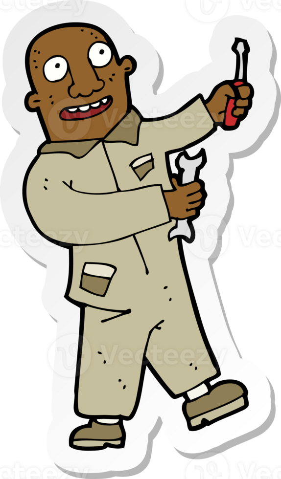 sticker of a cartoon mechanic png