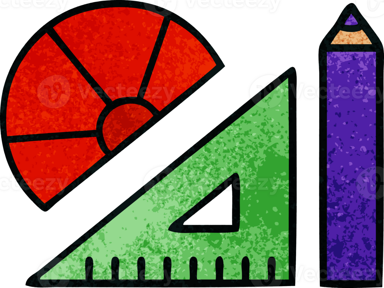 retro grunge texture cartoon maths kit png