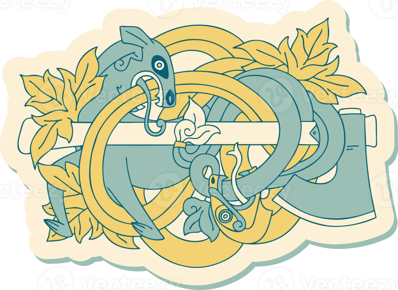 tattoo style sticker of a medieval carving png