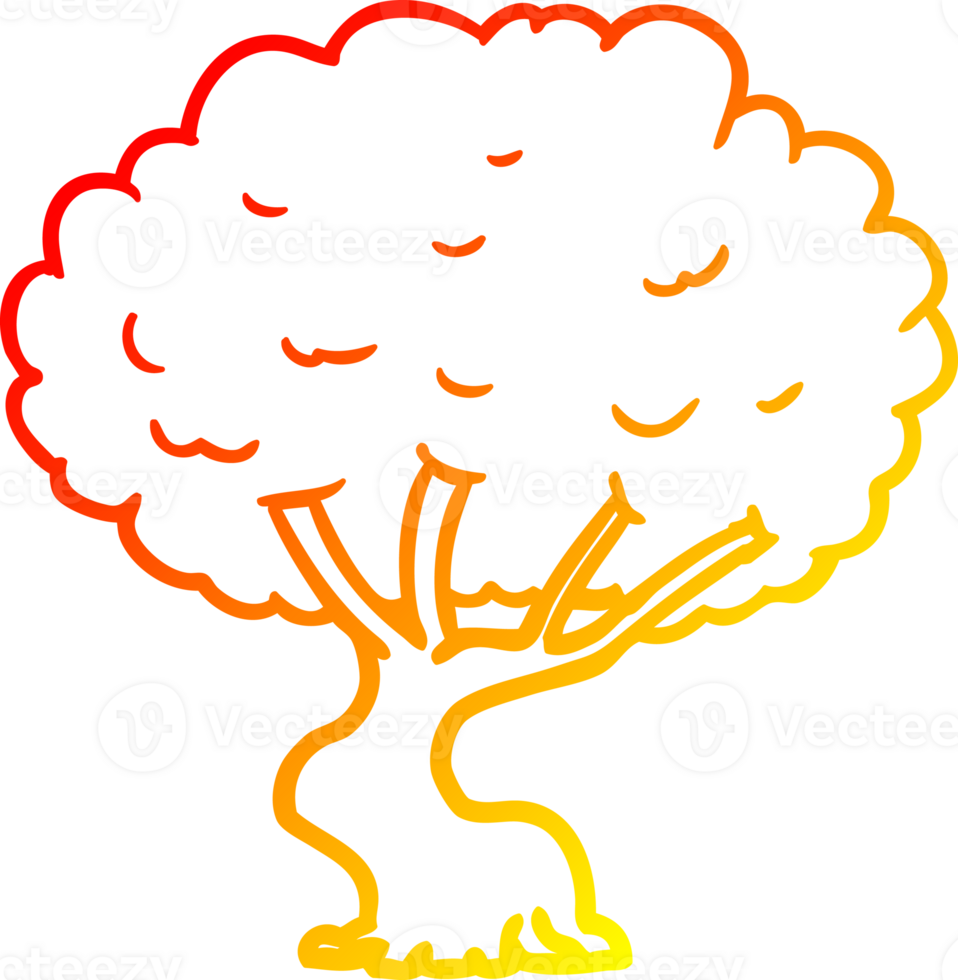 warm gradient line drawing Cartoon tree png