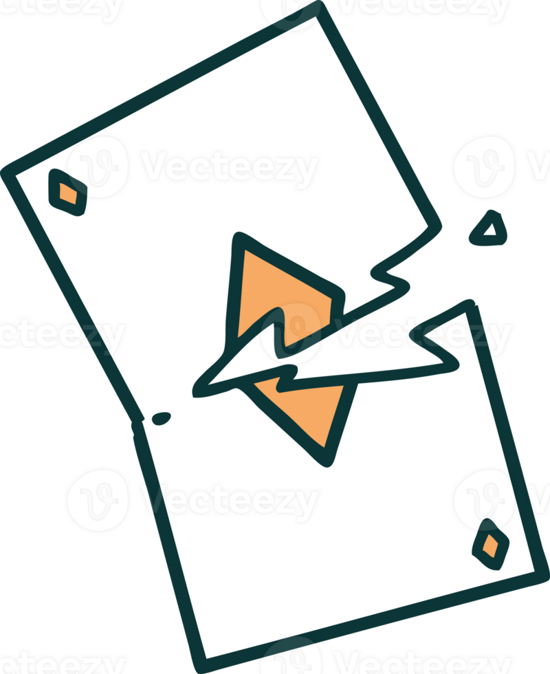 tattoo style icon of a torn card png
