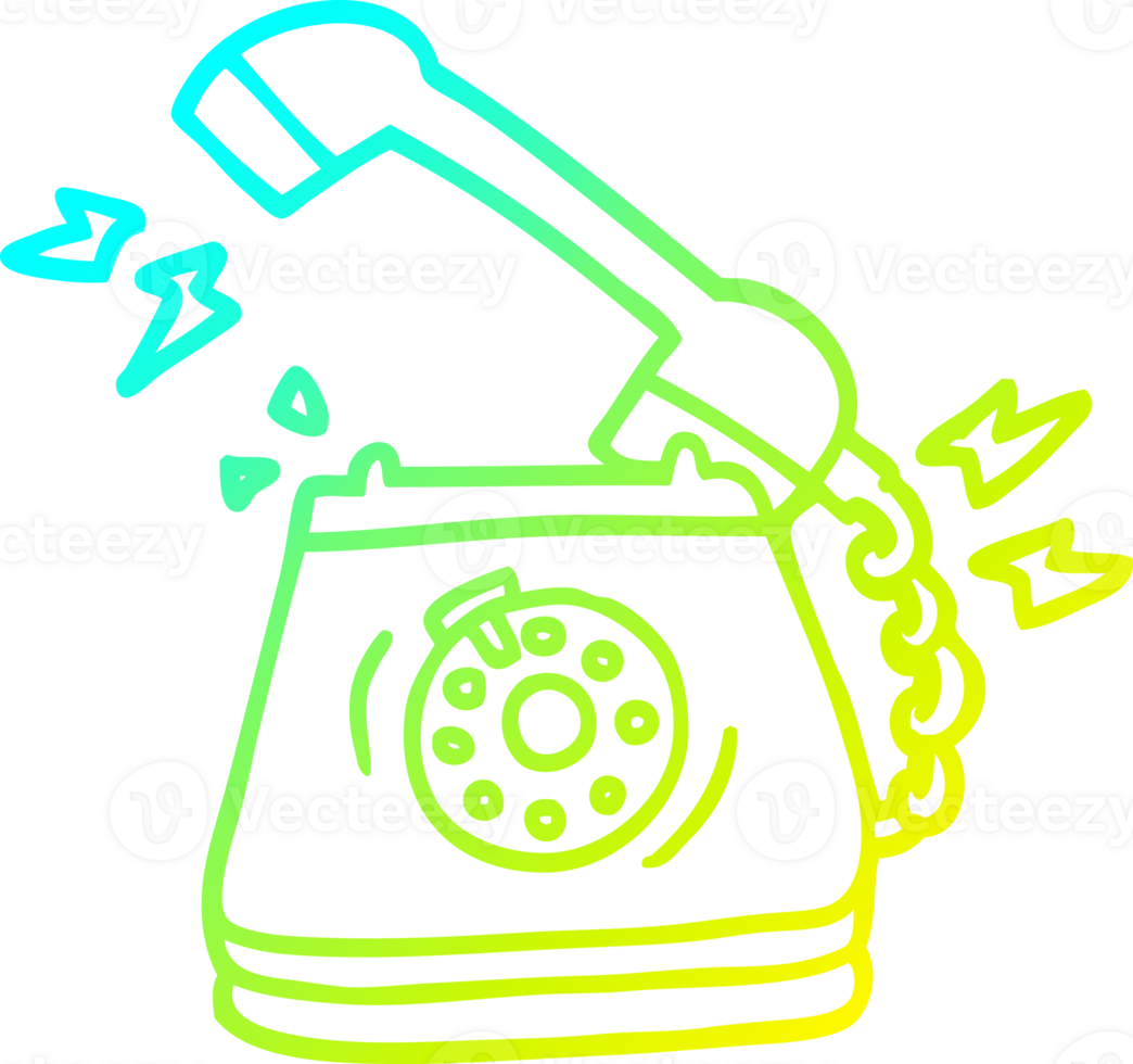 cold gradient line drawing cartoon old rotary dial telephone png