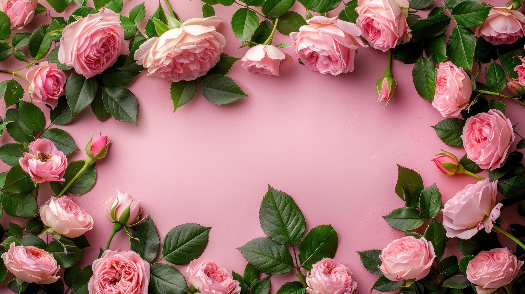 AI generated Pink rose background. photo