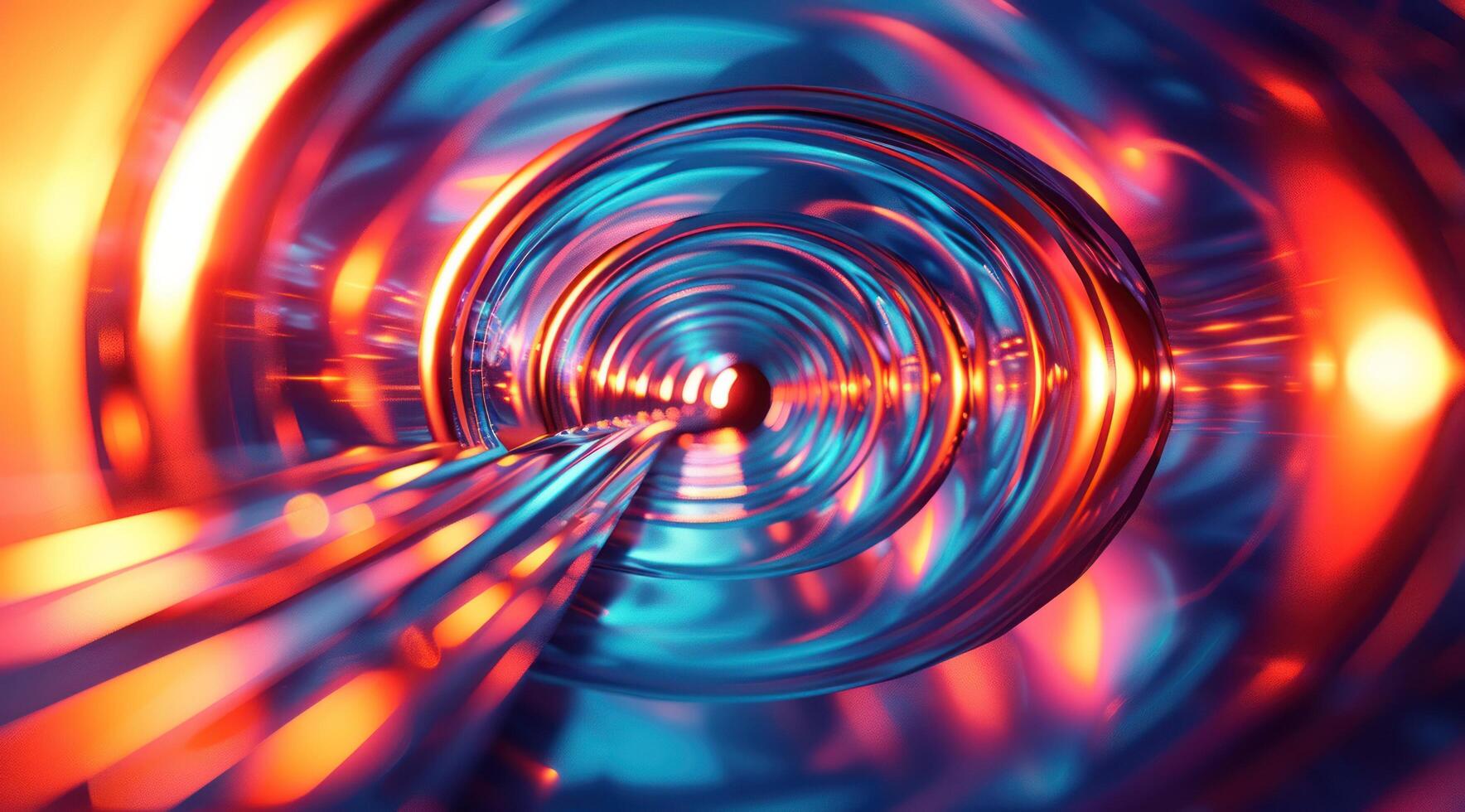 AI generated modern abstract image of colored curved light tubes photo