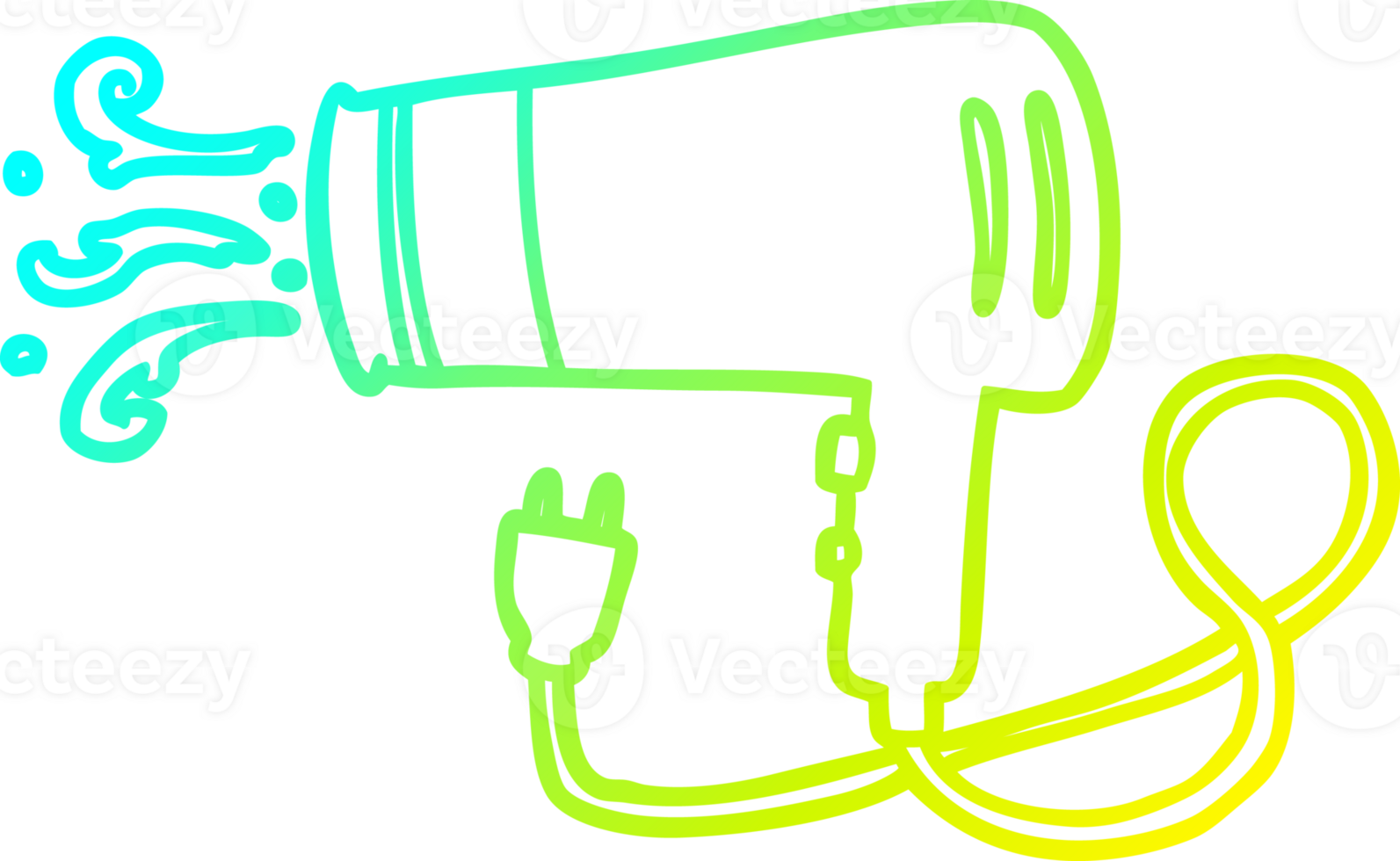 cold gradient line drawing electric hairdryer png