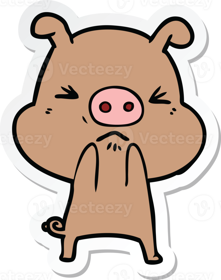 sticker of a cartoon angry pig png