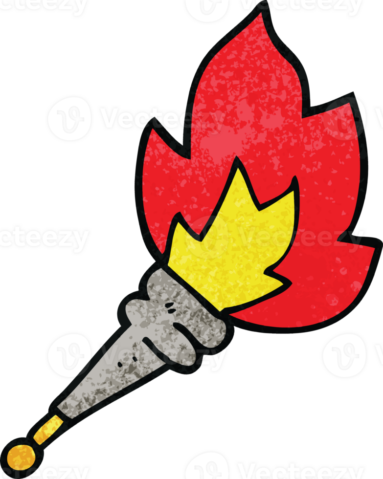 cartoon doodle flaming torch png