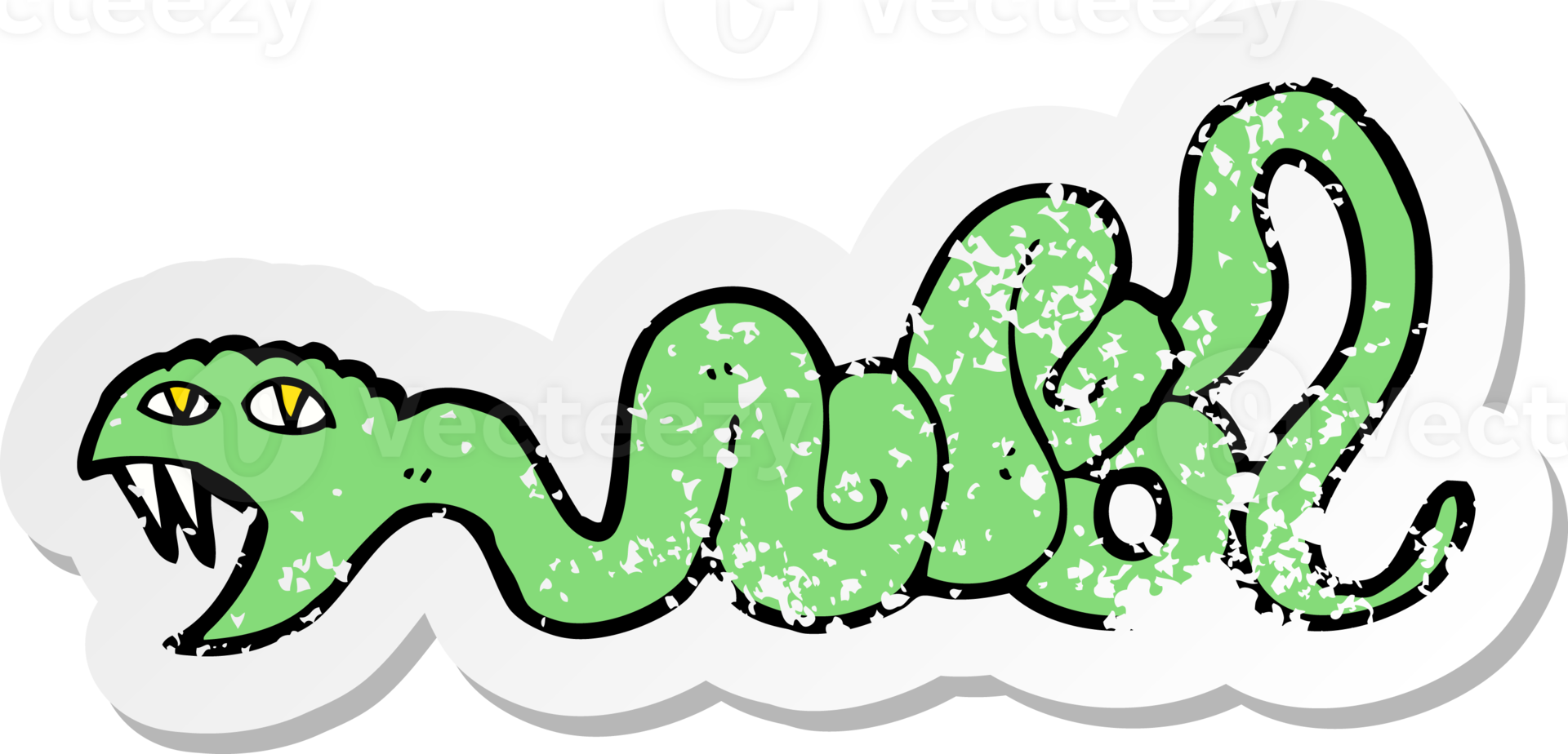 retro distressed sticker of a cartoon snake png