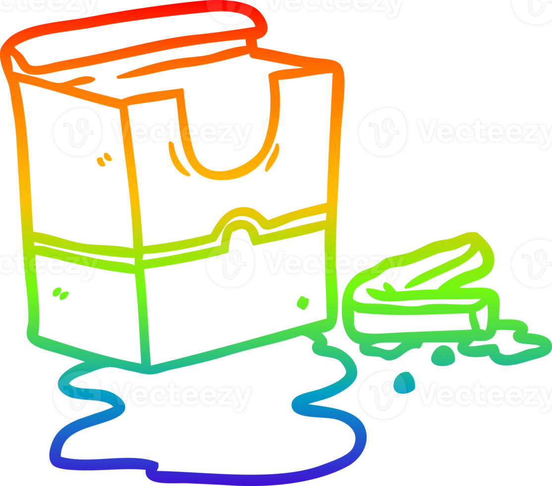 rainbow gradient line drawing empty box of fries png