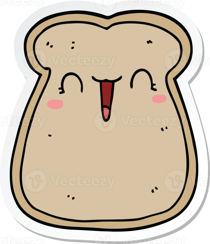 sticker of a cute cartoon slice of toast png