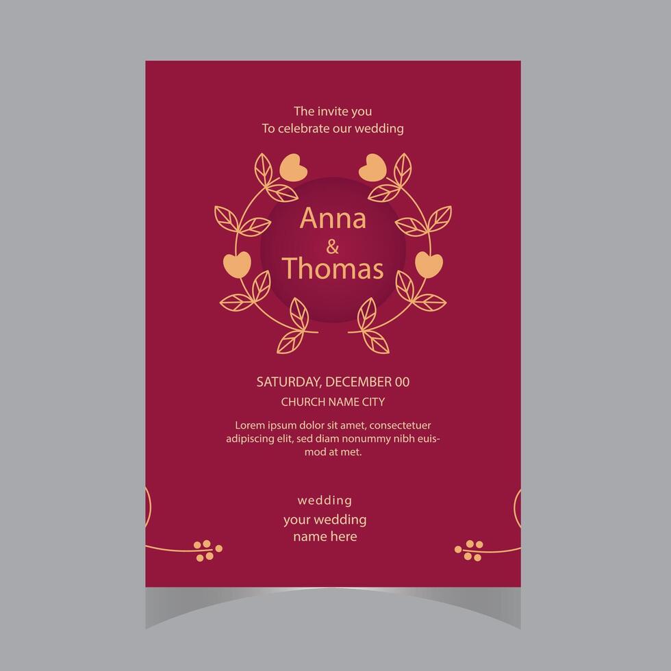 Clásico Boda invitación plantillas. cubrir diseño con oro hojas adornos vector tradicional decorativo antecedentes.