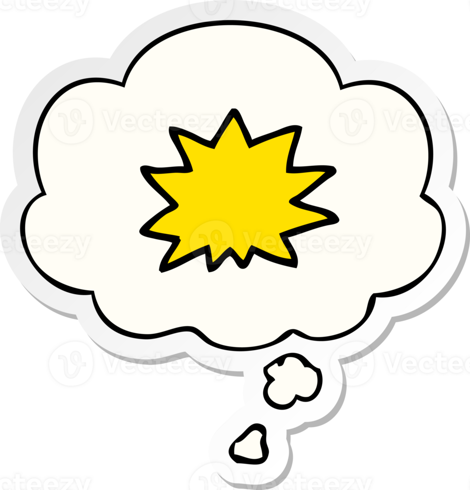 cartoon explosion and thought bubble as a printed sticker png