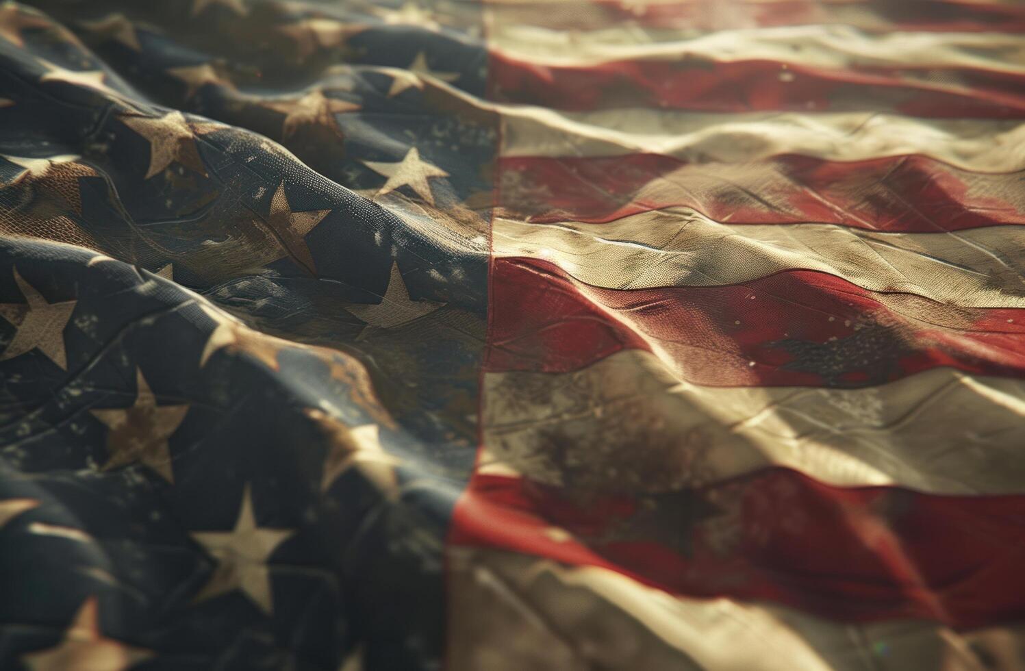 AI generated an american flag with many folds photo