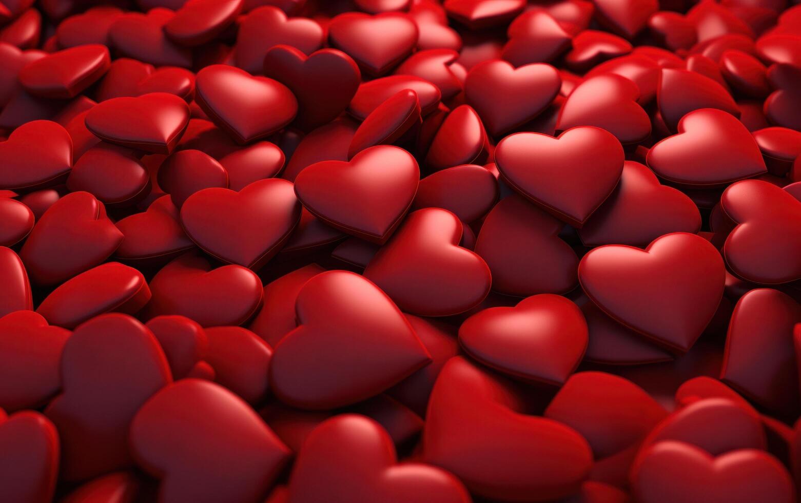 AI generated many hearts in red piles in a background photo
